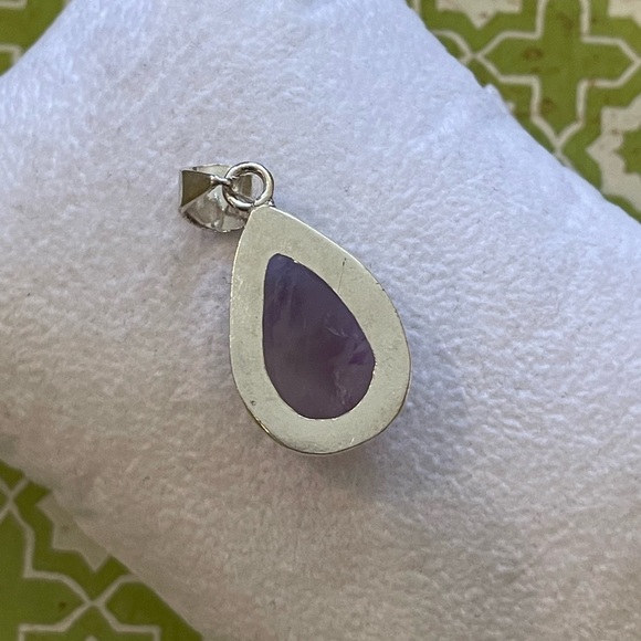 Natural Sage Amethyst Silver Plated Teardrop Pendant Light Purple โ BRAND NEW - Picture 3 of 5